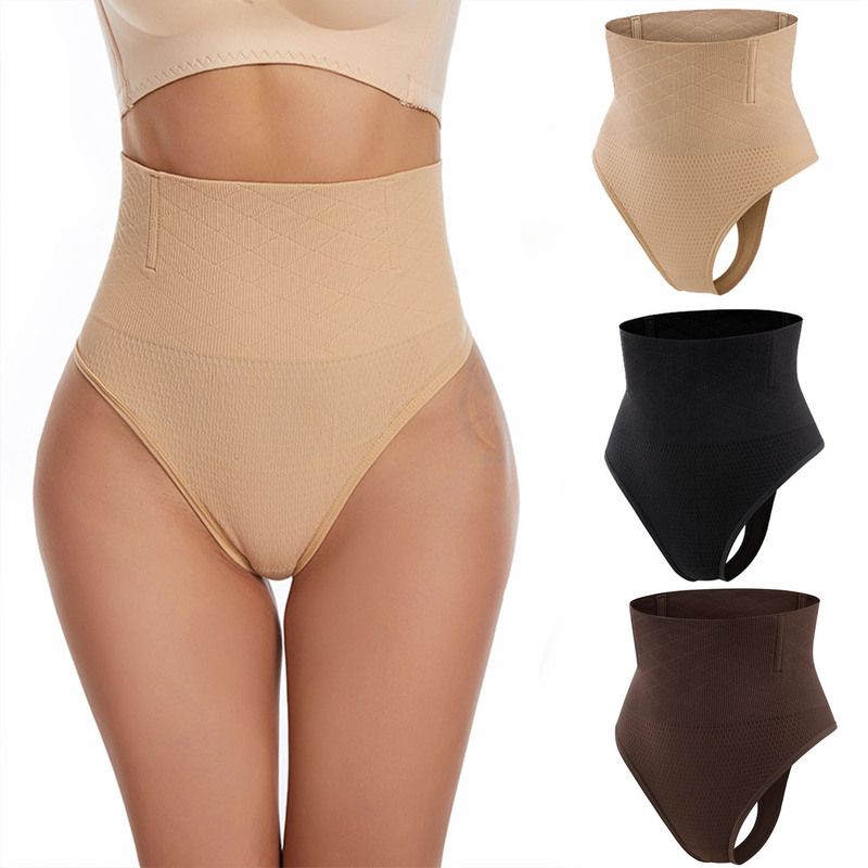 Cross-border foreign trade thong women's strong hip-lifting abdominal pants with fish bone and steel bone waist mid-high waist body-shaping underwear