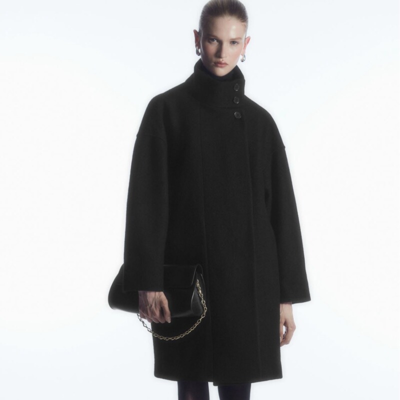 Funnel Collar 100% Wool Outwear Women's Mid-Length Spring New Woolen Outwear