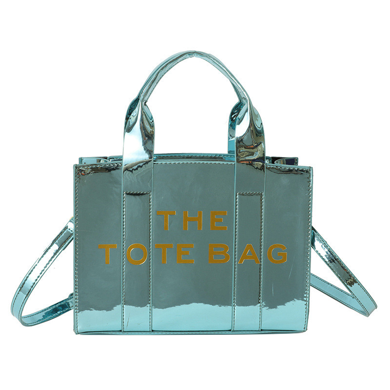 Bolso de mano estilo nuevo transfronterizo para mujer 2025, bolso de hombro y bandolera de moda europea y americana de cuero charol con letras en relieve