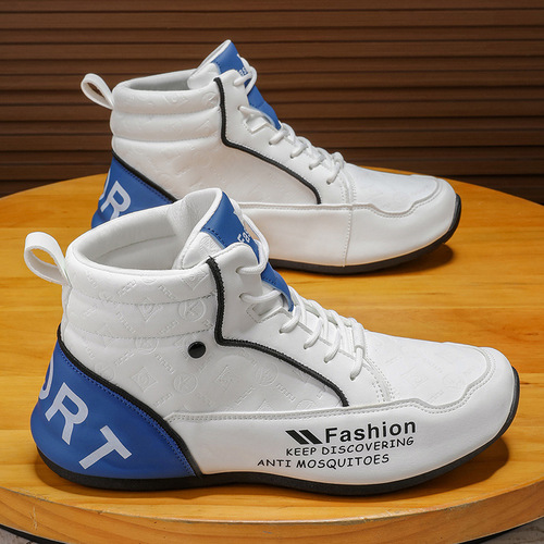 New Autumn Men's Shoes High-Top Men's Martin Boots White Men's Casual Sports Shoes Student Trendy Shoes