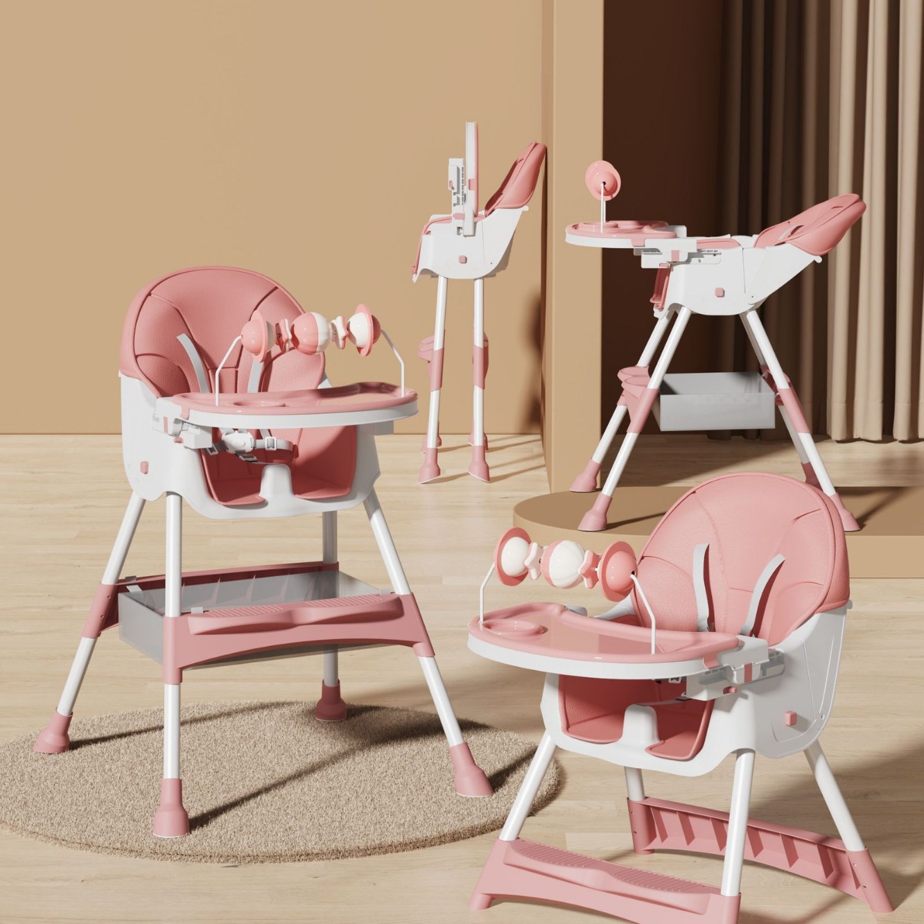 Silla de comedor para bebés, silla plegable multifuncional para bebés, mesa de comedor para bebés portátil, asiento para niños