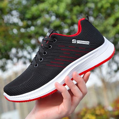  Spring Trend Men's Shoes Comfortable Breathable Mesh Shoes Flat Comfortable Sports Shoes Lightweight Wear-Resistant Outdoor Running Shoes