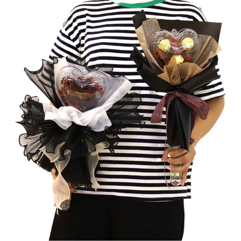 En forma de corazón caja de flores de acrílico palo mágico transparente floristería floral suministros flor material de embalaje caja de flores de chocolate