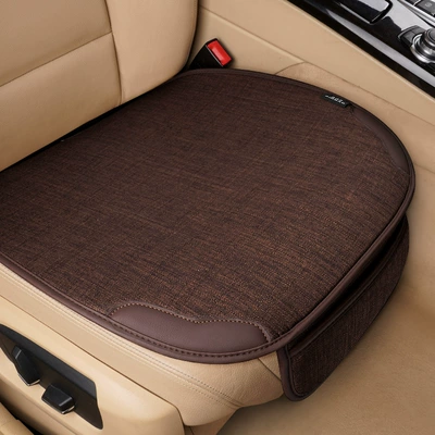 Seat cushion, seat cover, seasons, single-piece seat cushion, car - leather-and-linen-style-coffee-color-two-pieces