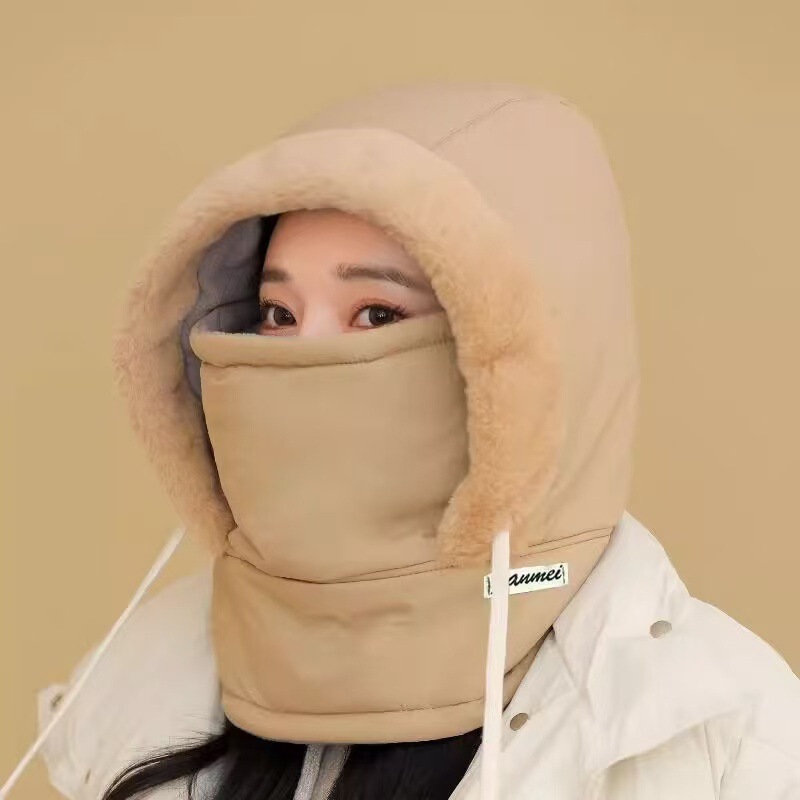 帽子女冬季新款围脖包头一体护耳电动车骑行保暖帽防风防寒骑行|undefined