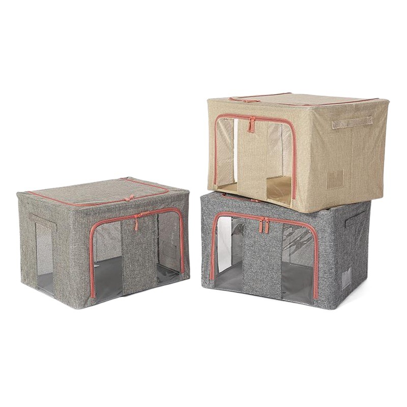 Caja de almacenamiento plegable transparente con marco de acero impermeable para ropa, organizador de almacenamiento para edredones de armario, caja de almacenamiento para mudanzas.