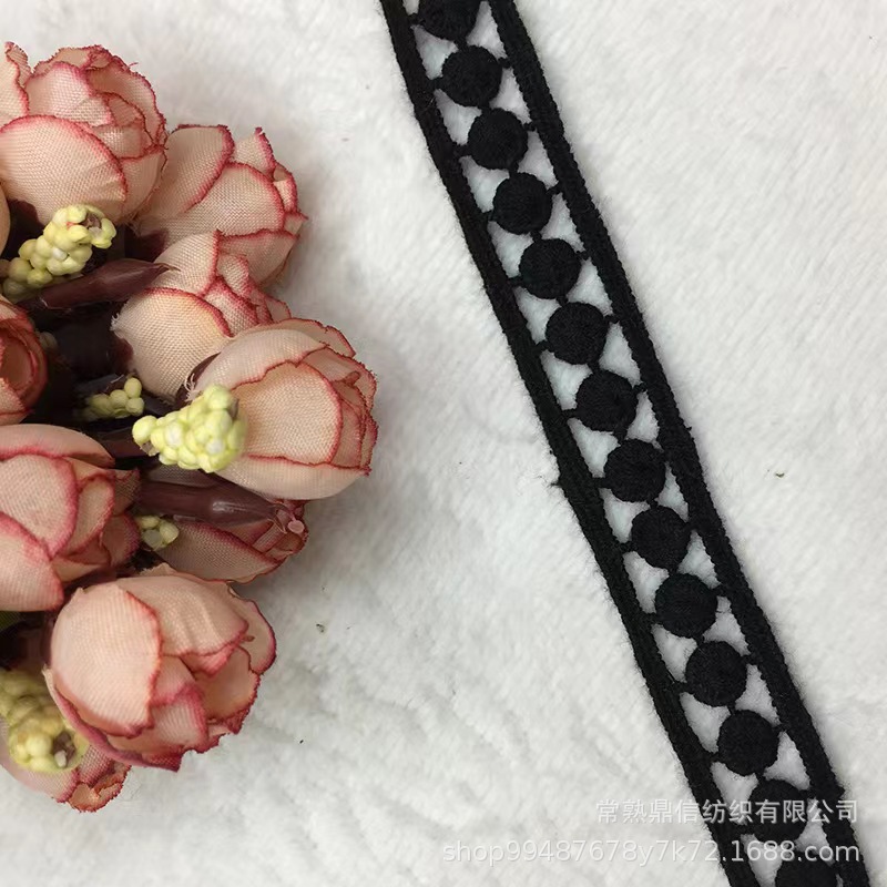 1.7cm圆点牛奶丝水溶花边 小棉球刺绣花边 衣裙女装童装服装辅料