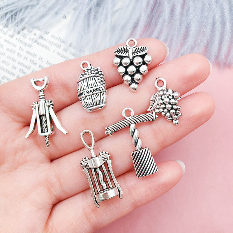 1g Weight Pendant Jewelry Making Type DIY Jewelry Accessories Classification 1 Piece Quantity Alloy Material Grape, Wine Glass Pattern Plating Design Simple Style Style 1 Piece Alloy Grape Wine Glass Pendant 10