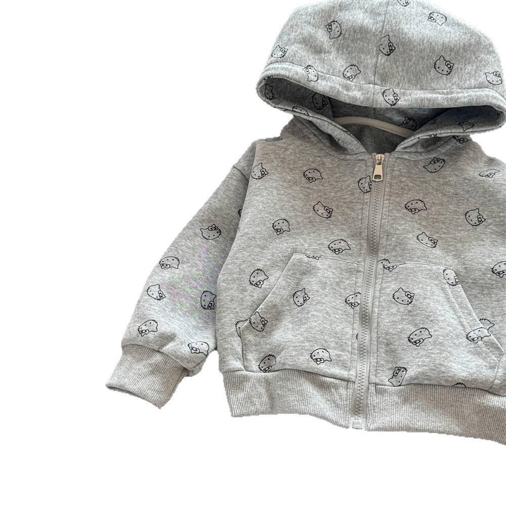 Chaqueta infantil redonda y dulce para niños otoño nuevo suéter con capucha de la marca de moda japonesa para niñas top de letras para bebés