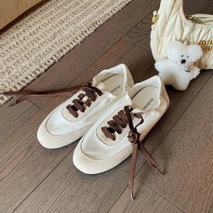 Genuine Leather Vintage Ballet Training Shoes Women's 2025 New Soft Bottom Lace-up Casual Sports Forrest Gump Shoes Flat White Shoes