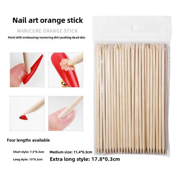 Nail tools wholesale orange sticks wooden stick dead skin push 11.4cm double-headed orange sticks 100 bags point drill sticks