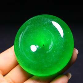 玉石缅甸石英岩玉吊坠冰种帝王绿玉平安扣挂件工艺品饰品批发翡翠