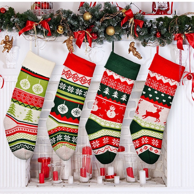 Navidad transfronteriza decoración de punto calcetines de Navidad creativos lindos regalos de Navidad calcetines bolsas de regalo de vacaciones bolsas de dulces