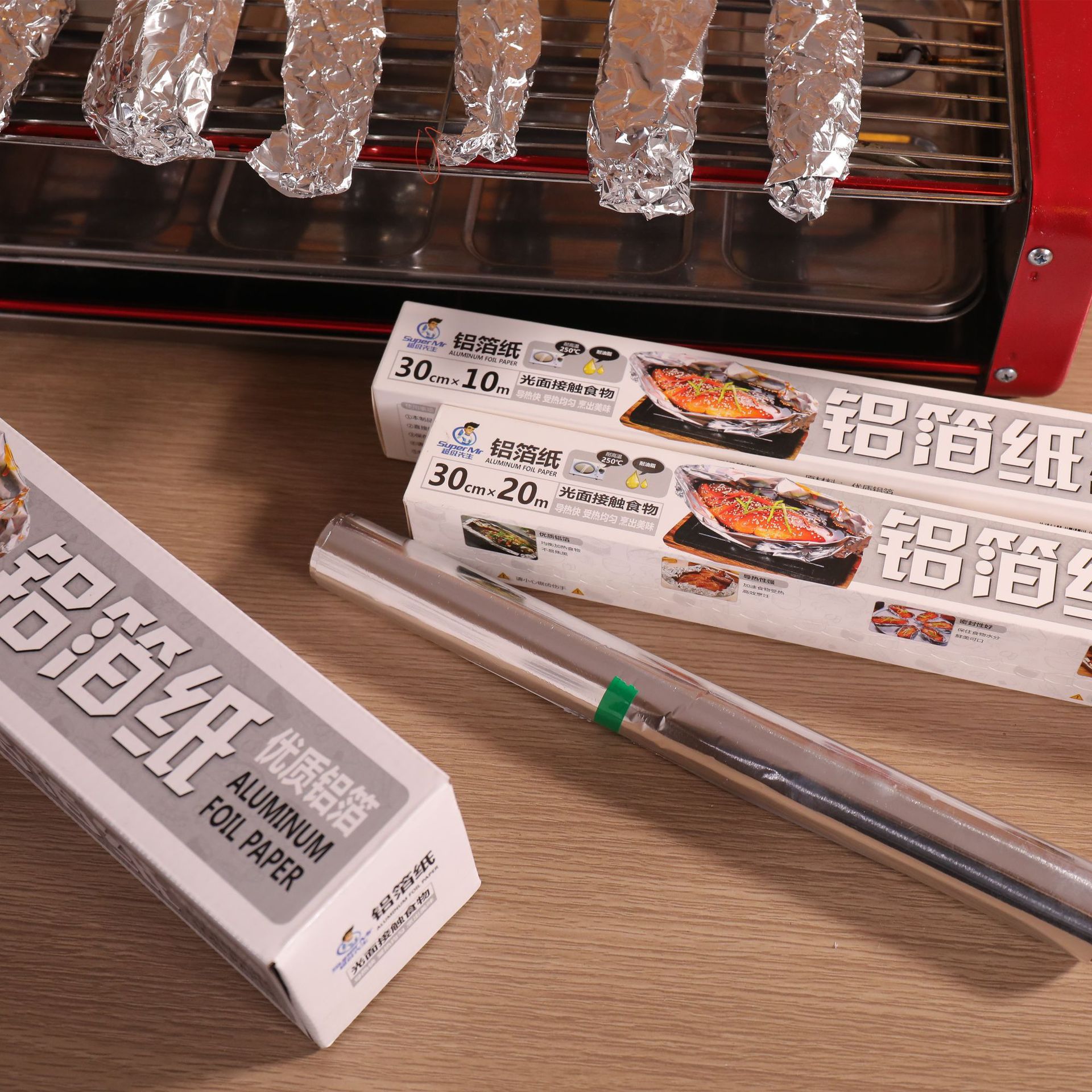 Papel de aluminio grueso, papel de aluminio para asar polvo de arácula, papel de aluminio para hornear carne asada, papel de papel de cojín rojo, papel de cojín