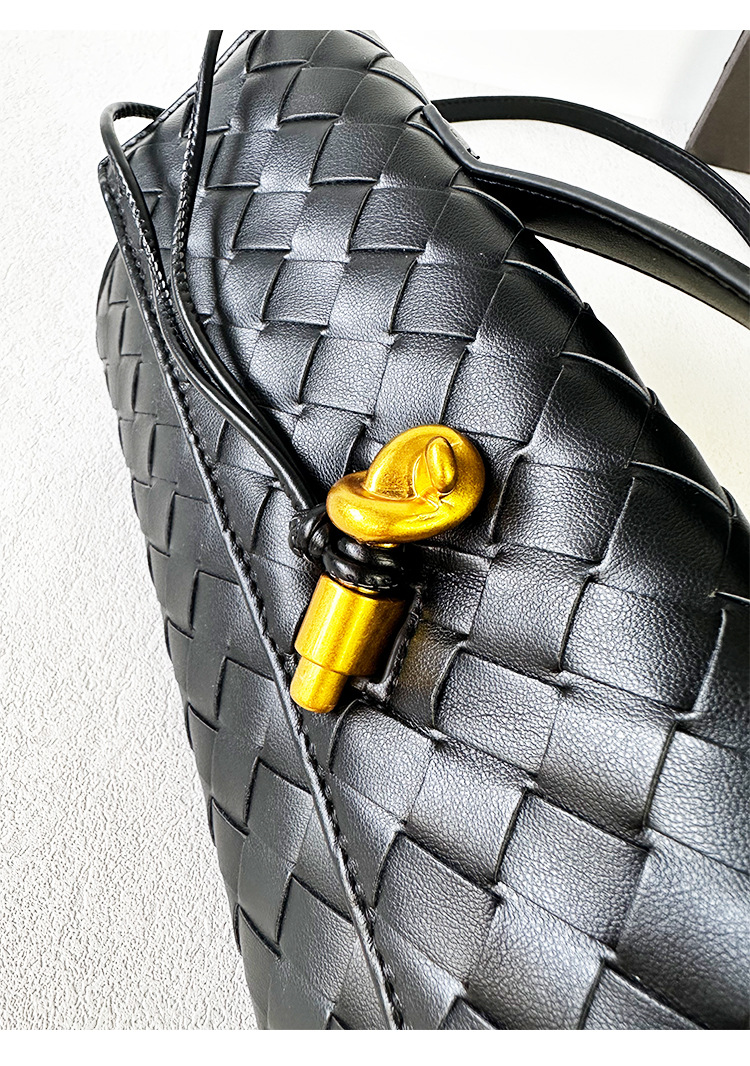 Túi clutch da bò dệt thủ công phong cách Pháp đeo chéo một bên vai — Cà phê, Trắng be, Xám nhạt, Xanh cỏ chi tiết 7