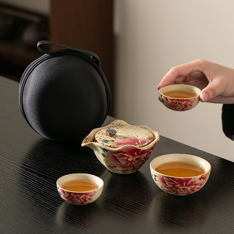 火石红快客杯一壶一杯单个人专用手抓泡茶壶茶杯诧寂复古旅行茶具|undefined