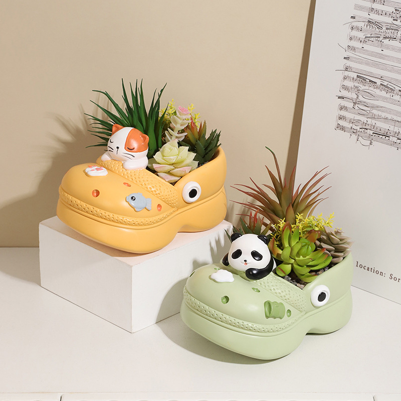 Chậu Cây Resin Chậu cây hình dép Crocs resin cỡ lớn, chậu mọng nước mini, trang trí sân vườn và tiểu cảnh (RG-239)