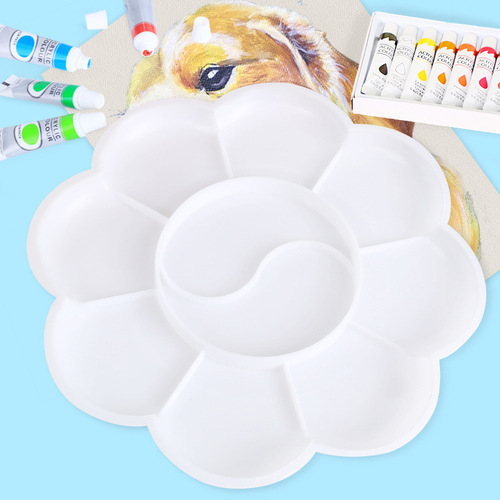 Factory direct sales handmade diy medium plum blossom palette 13cm children's painting acrylic art painting supplies