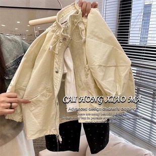 Korean Kidsren's Clothing Girls' Jackets Spring & Fall 2025 New Style Kidsren's Style Long-Sleeved Thin Windproof Jacket Tops Trendy