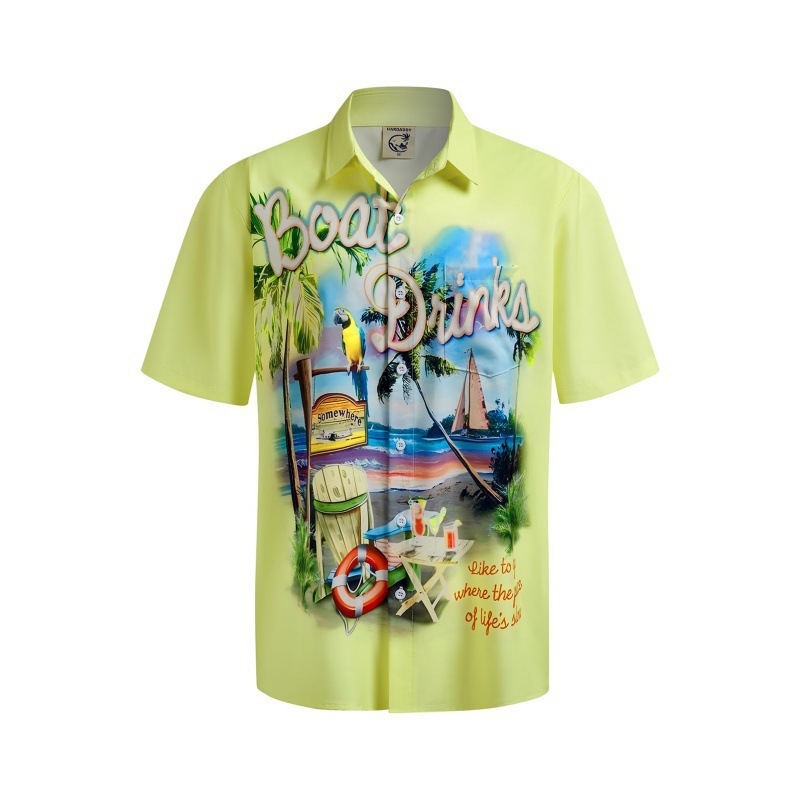 Summer Beach Vacation Style 3D Printed Fashion Casual Trendy Men's Hawaiian Short Sleeve Shirt