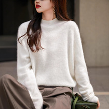 正奇特服饰/半高圆领超软无缝一线拉绒纯羊毛衫针织毛衣女上衣