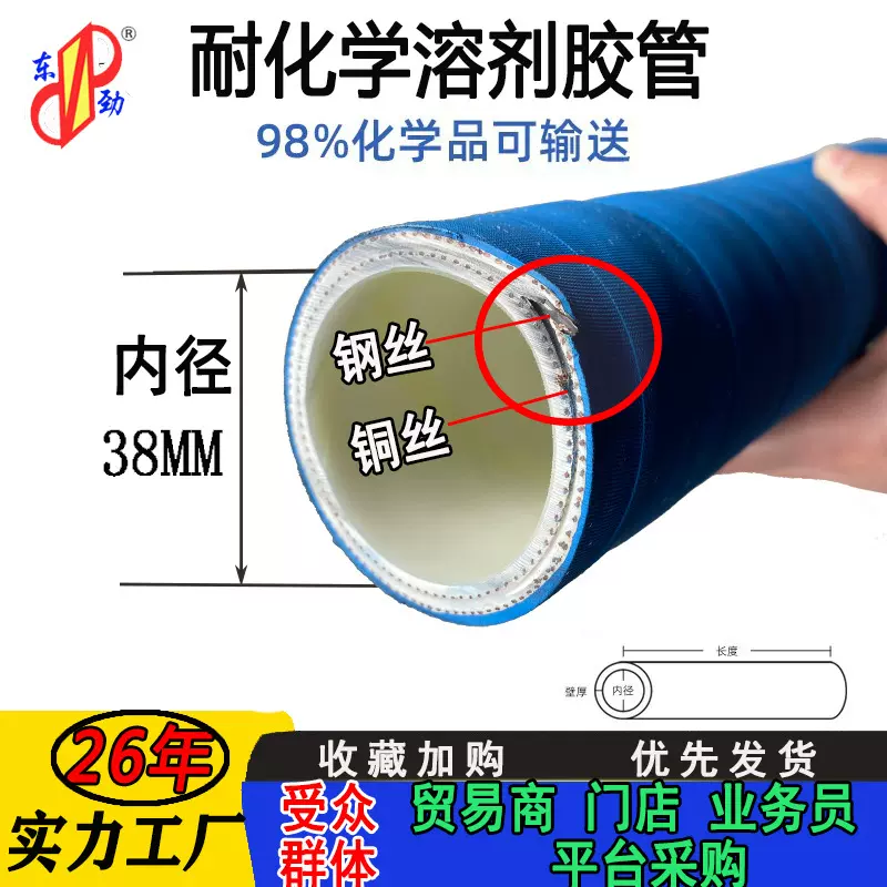 upe化学管带螺旋钢丝吸排蓝色管子化学制药耐腐蚀胶管 化学溶剂管