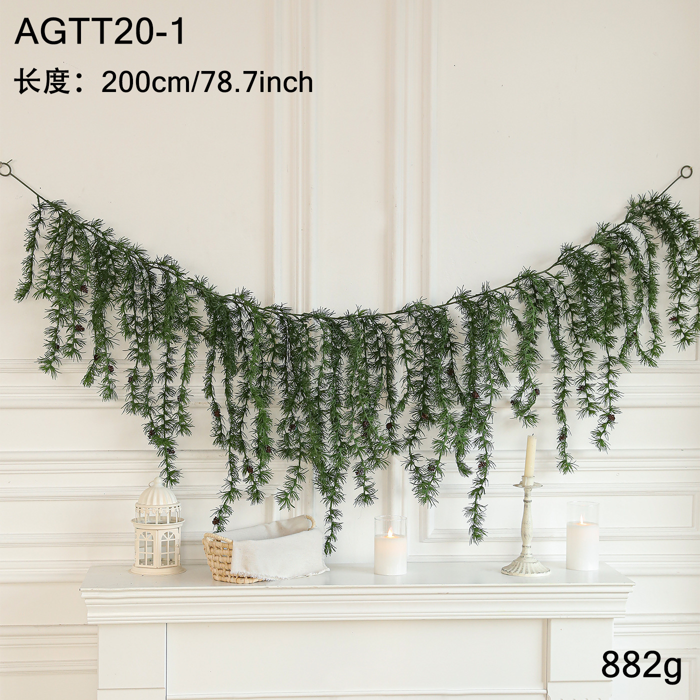 Nuevo estilo de imitación de vid Pe hoja de ramas de flores de plantación verde pared colgante pared colgante puerta colgante vid decoración de Navidad