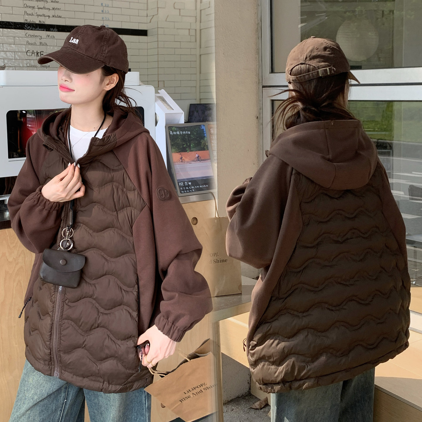 Invierno nuevo vestido de algodón empalmado mujer corto suelto delgado estilo coreano chaqueta de algodón de moda extranjera abrigo de algodón