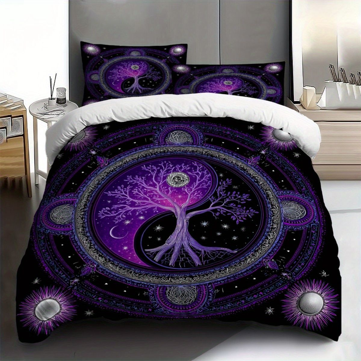 TEMU / JIT transfronterizo para brillante árbol de vida polido impresión digital kit de edredón textil para el hogar