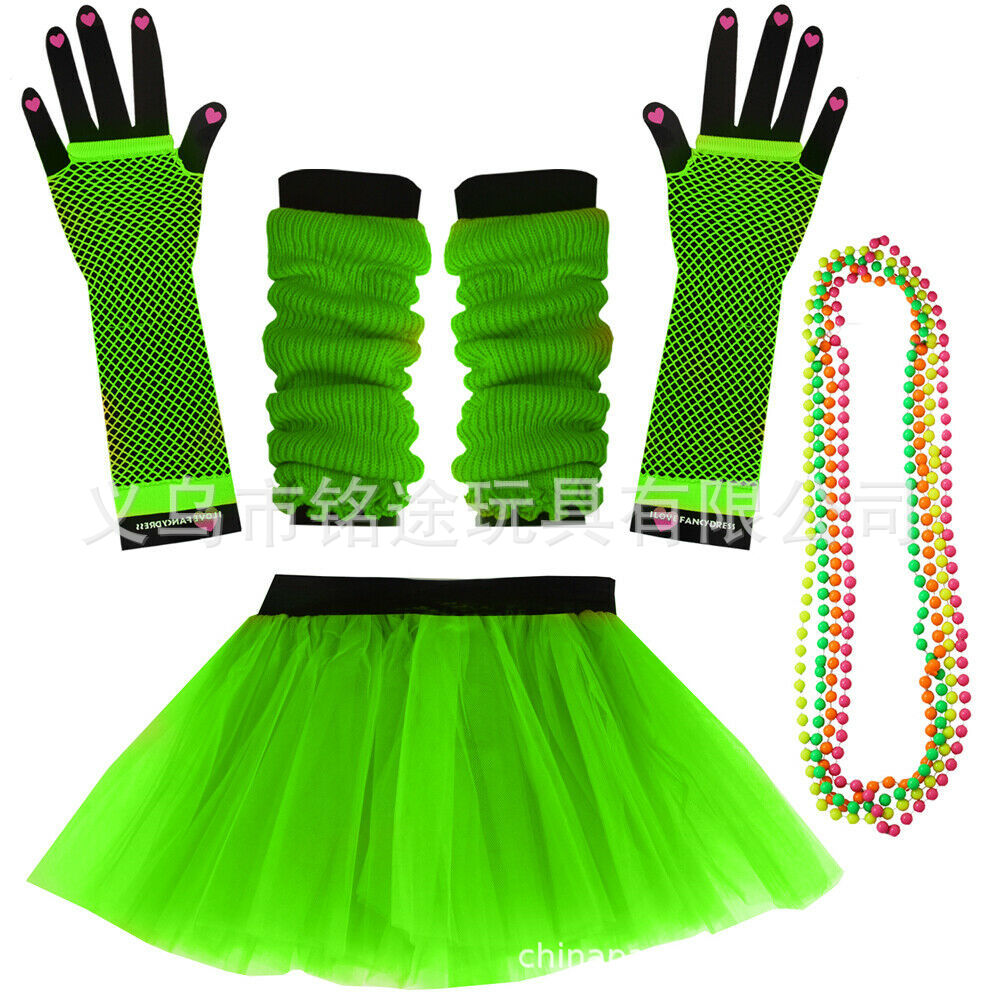 1980 s 80s traje collar pulsera falda de gasa guantes brazalete 80s Flapper girl dress