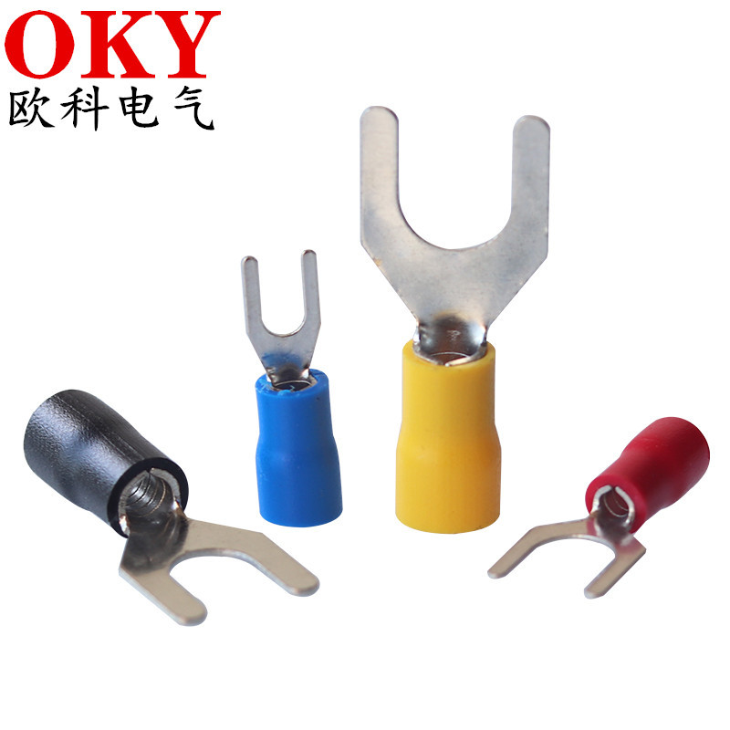 SV1.25-3.2冷压接线端子欧式叉型预绝缘端头U型SV3.5-4铜线耳鼻子