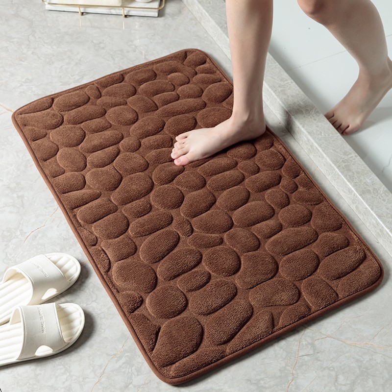 コーラルベルベットストーンフラワーカーペットキルティング刺繍バスルームトイレ吸収性小石スローリバウンド低反発テクスチャフロアマット|undefined