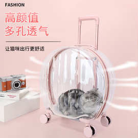 时尚创意宠物拉杆箱 透明猫包航空箱狗狗外出宠物手提便携泡泡箱