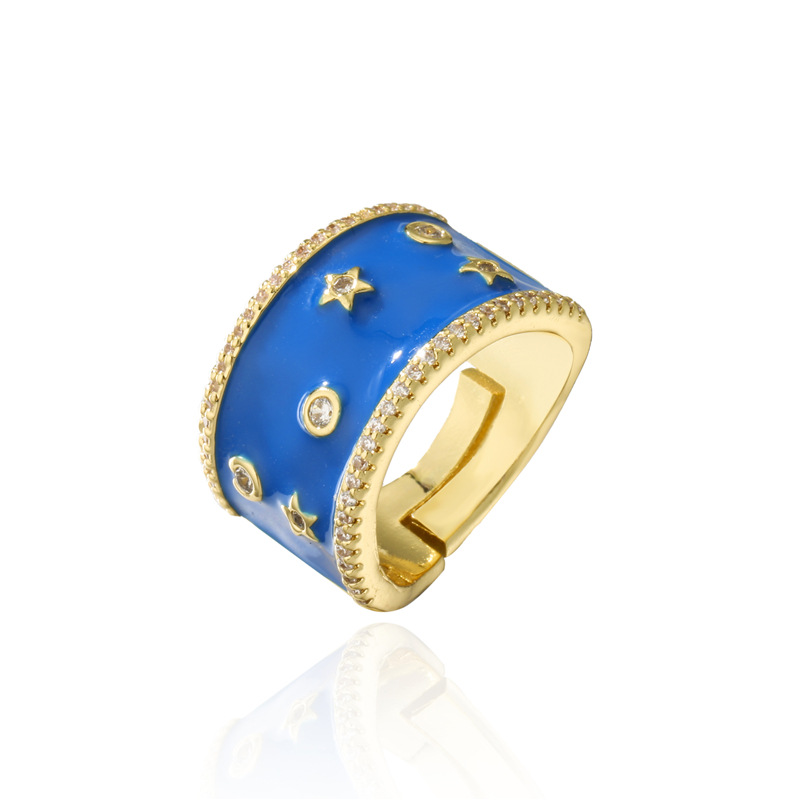 Nouvelle Bague Ouverte En Zircone Micro-incrustée De Cuivre Goutte D&#39;huile De Mode display picture 9