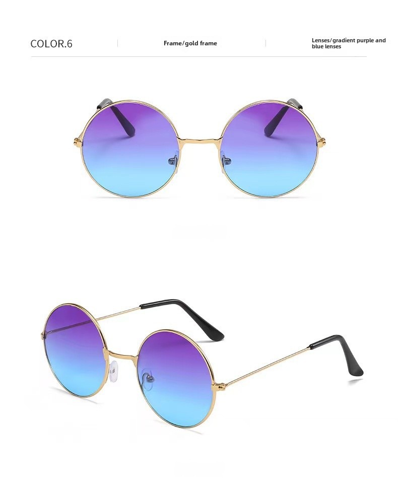 Retro Runde Metall Sonnenbrille Sonnenbrille Neue Unisex Flache Brille Farbe Marine Brille Großhandel_voghion.com