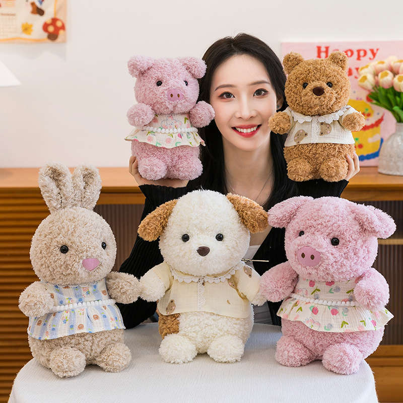 かわいいなだめるおやすみぬいぐるみ子供の誕生日プレゼントパジャマテディベア寝室人形スカーフ布人形|undefined