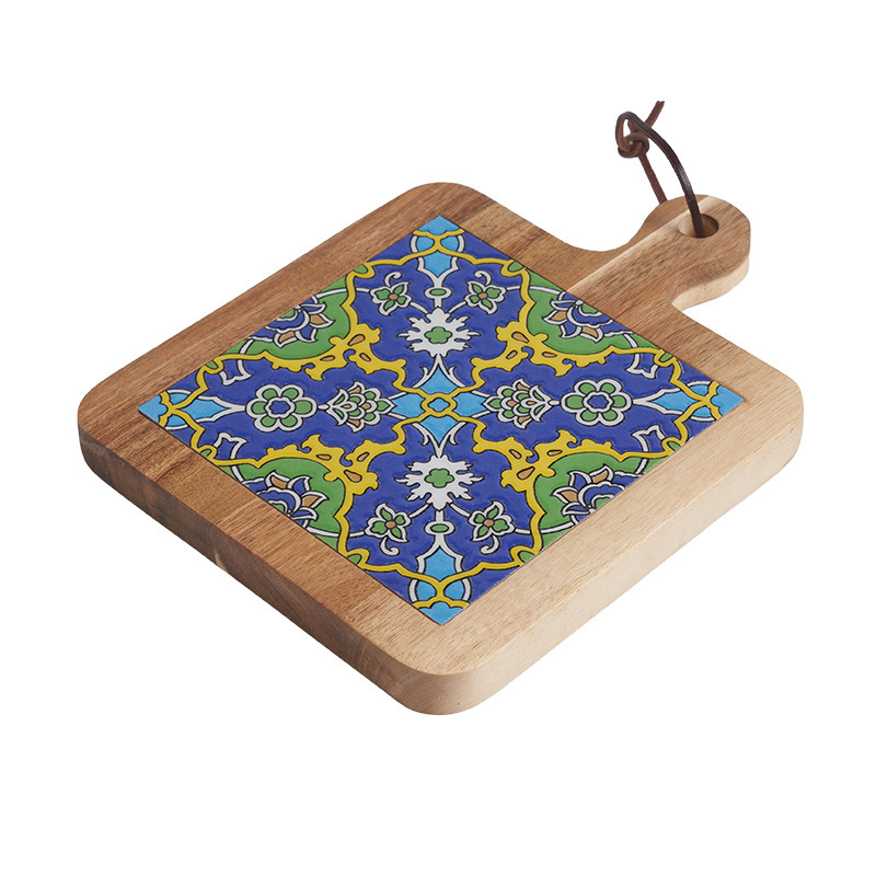 Madera maciza vintage azulejo mantel estera de aislamiento estera de mesa creativa anti-escaldado cazuela estera olla grande japonés nuevo