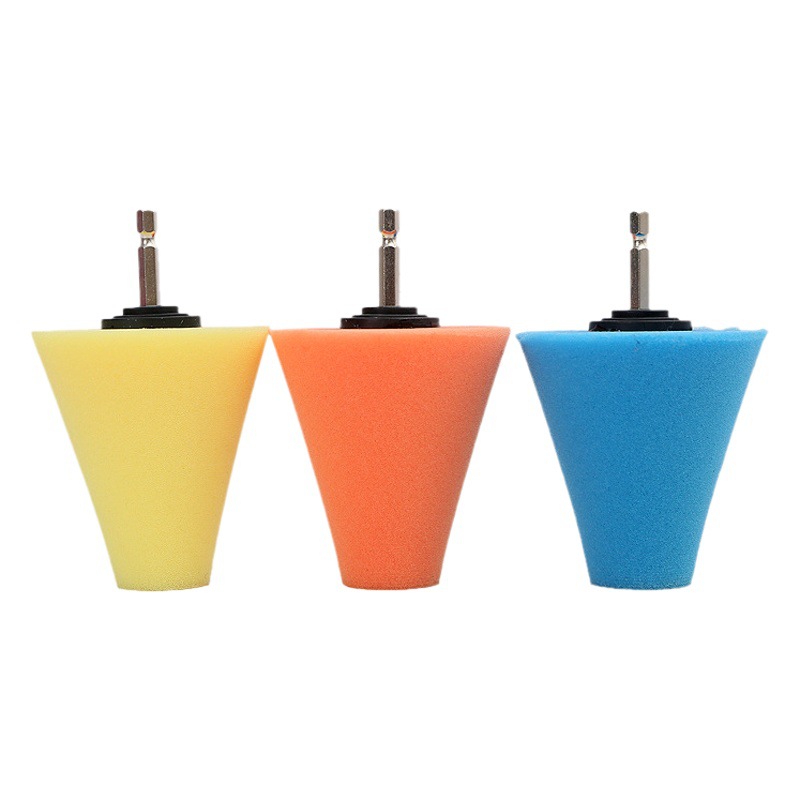 Venta al por mayor cubo de la rueda del coche pulido esponja disco cono pulido esponja rueda manija de la puerta interior pulido rueda para taladro eléctrico