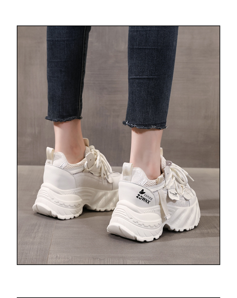 Giày sneaker nữ đế xuồng trắng thời trang, đế dày tăng chiều cao 9.5 cm — màu be chi tiết 16
