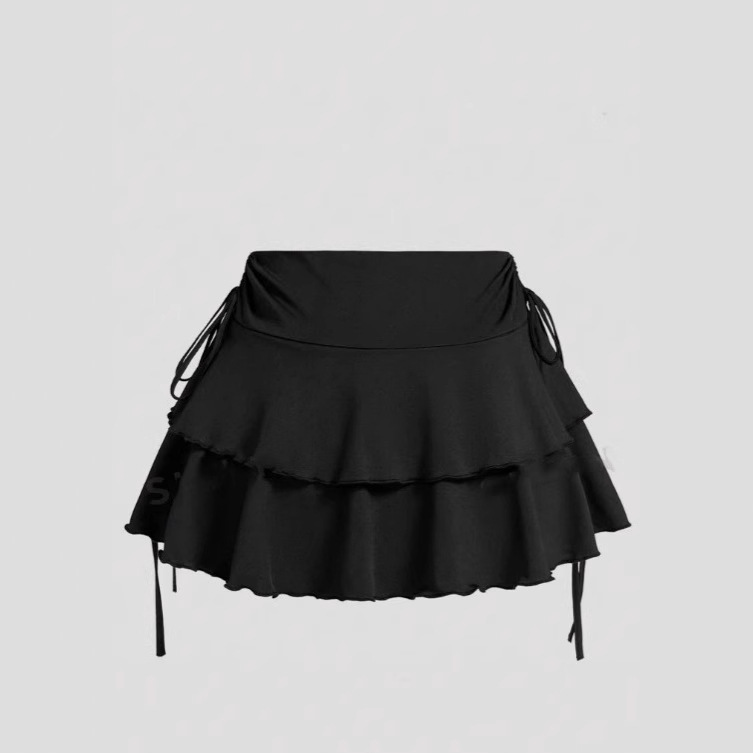 European Hot Girl Asymmetrical Sports Skirt Y2K Millennium Design Pleated Lace-Up Low-Waist Casual Skirt Summer