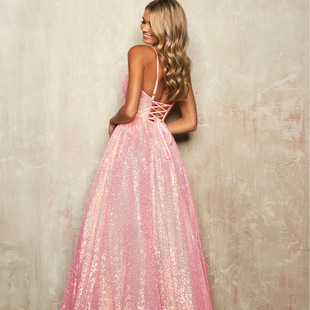 European and American Middle East Foreign Trade Cross-Border Wholesale European and American Ins Style Dress Skirt Sequined Large Skirt Fashion Banquet Evening Dress