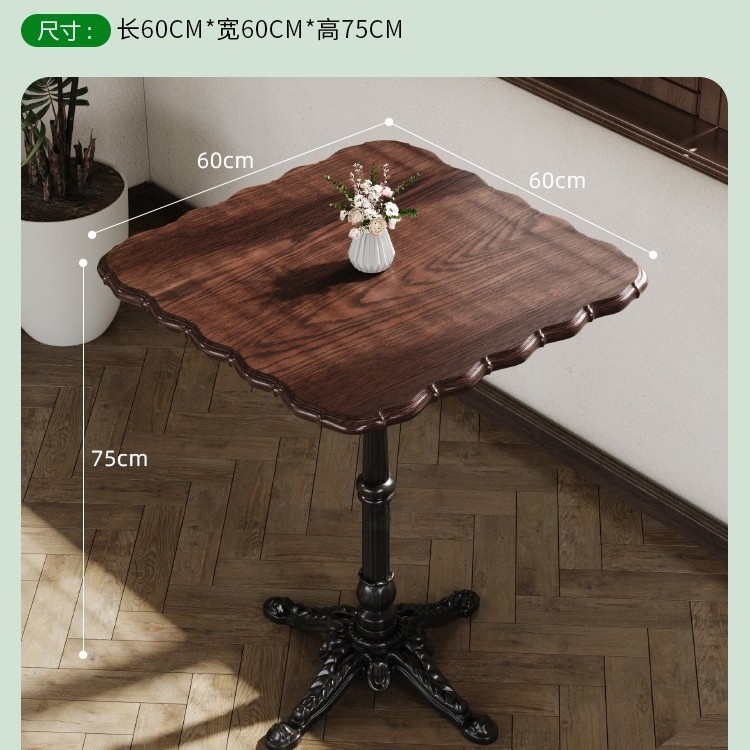 Mesa y silla de cafetería americana retro francesa panadería de comida ligera dulces tienda de azúcar y agua bistrona mesa de madera maciza