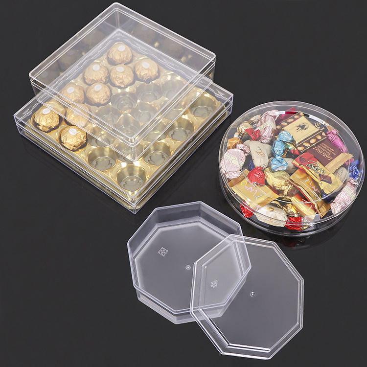 Bulk Chocolate Box, Wedding Celebration Gift Packaging Box, PS Plastic Top and Bottom Cover Food Box, Transparent Candy Box