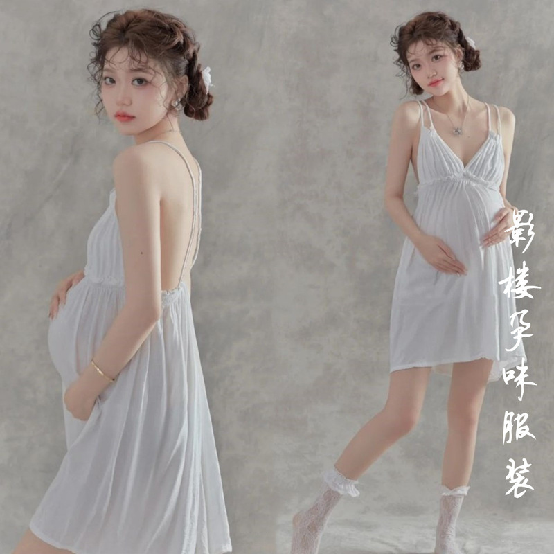 Photo Studio pregnant women's photography clothing pure cute style photo photography sling dress pregnant women's sexy clothes
