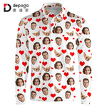 跨境专供热升华polo衫男士款3D情侣印花长袖上衣亚马逊分销工厂