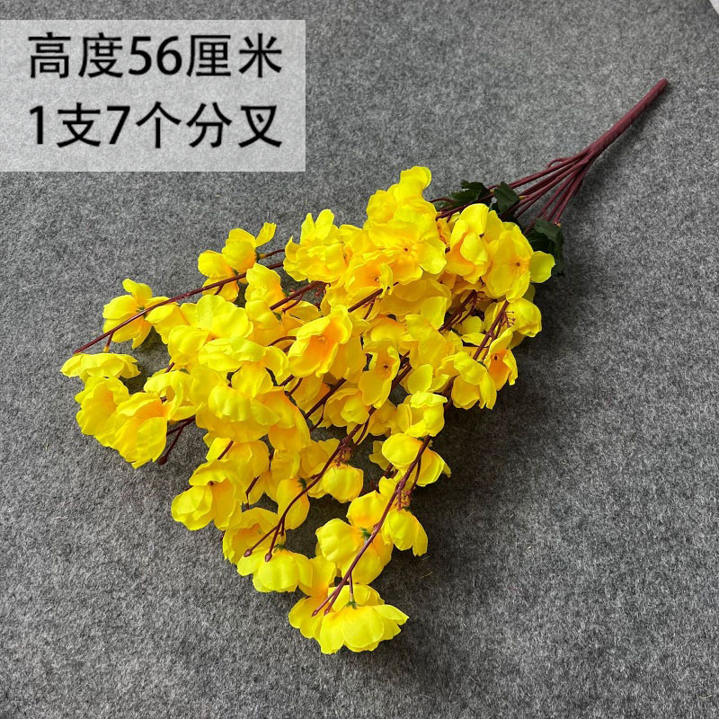 Amarillo 7 ramas de flores de melocotón (1 rama)