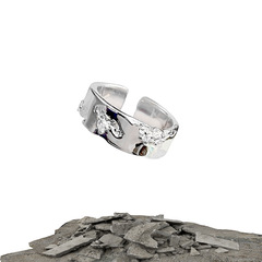 簡約時尚破碎戒指ins風女小眾設計感肌理鑲嵌鋯石高級感情侶對戒