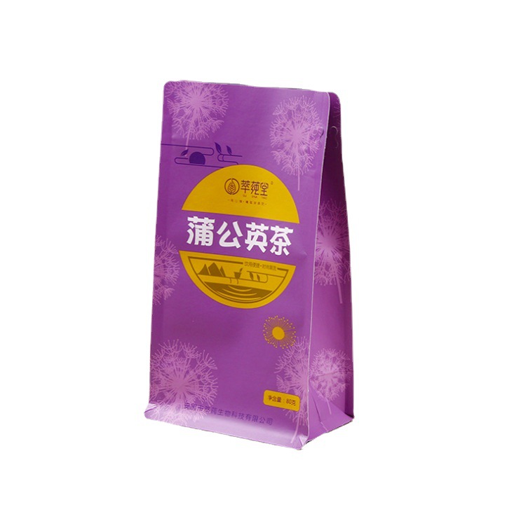 八边封平底减肥茶叶食品塑料铝箔包装袋子印刷字白牛皮纸消光袋子
