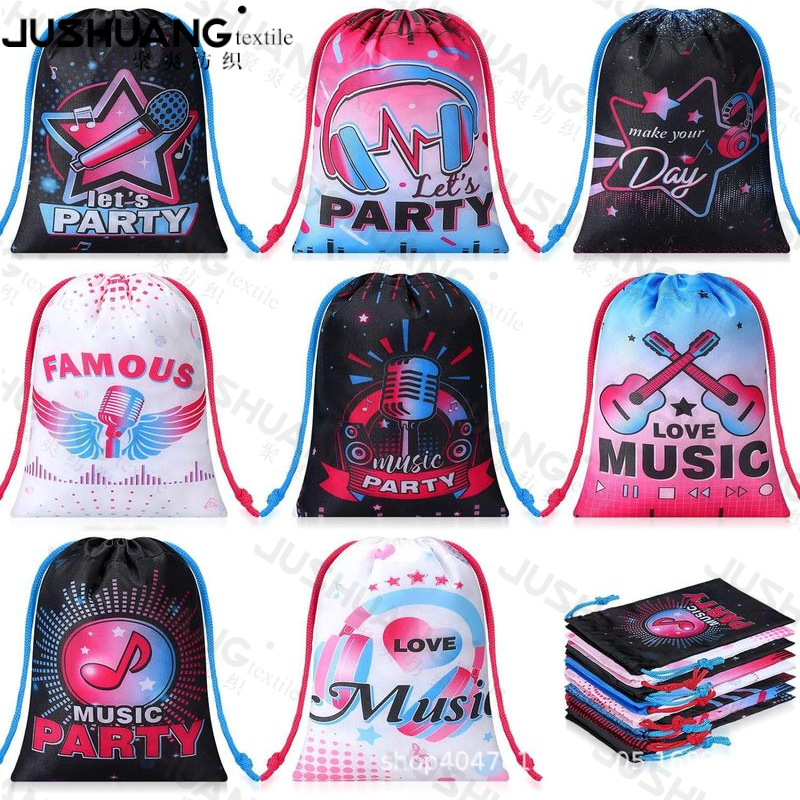 音乐束口袋十音乐儿童生日派对抽绳双肩背包袋便携收纳袋跨境
