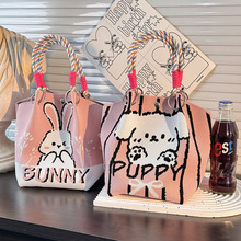 摆地摊爆款针织环扣包便携上班外出大容量手提包通勤小方包收纳包